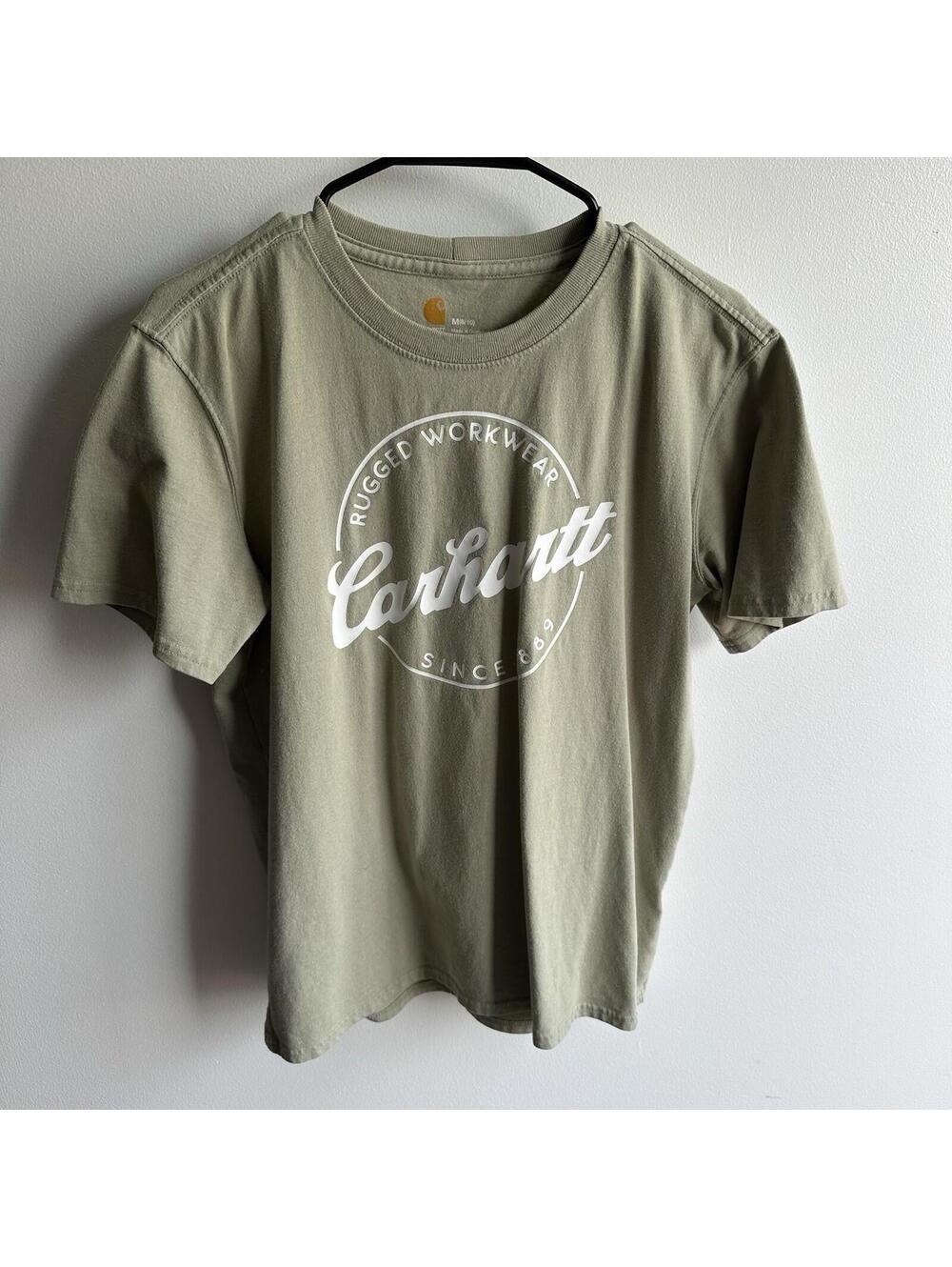 Carhartt Sage Green Tee with White Logo Size Medium